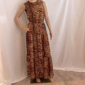 One of a kind maxi skirt in animal print chiffon.